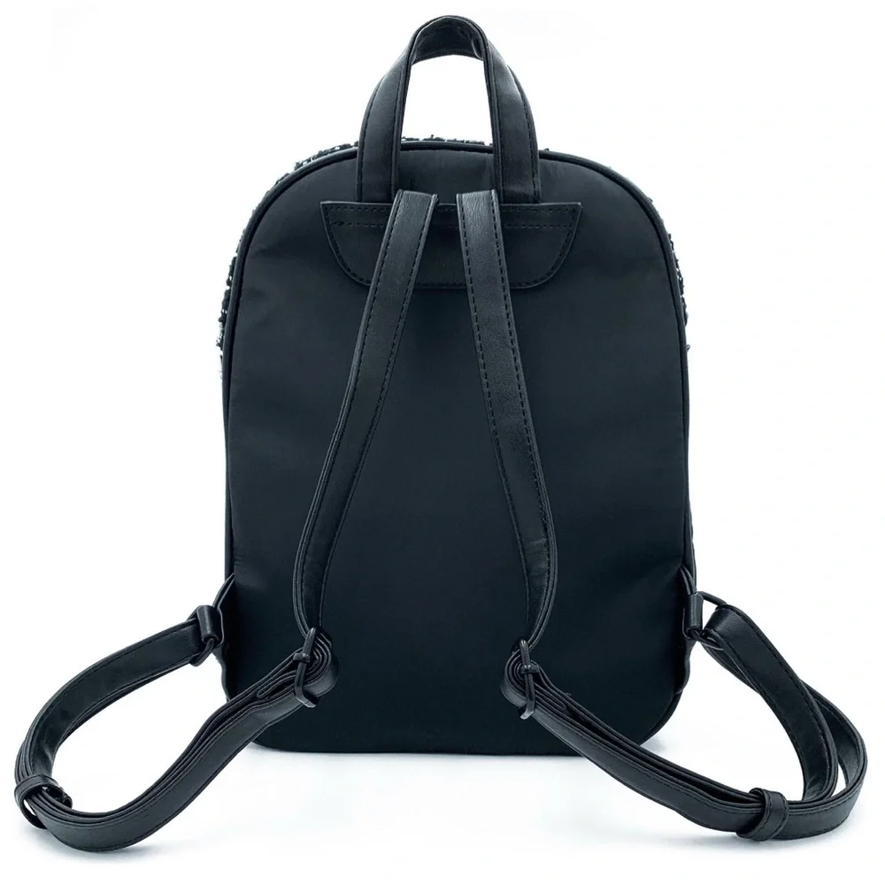 Badgley Mischka Black Quilted Backpack with Tweed Pocket